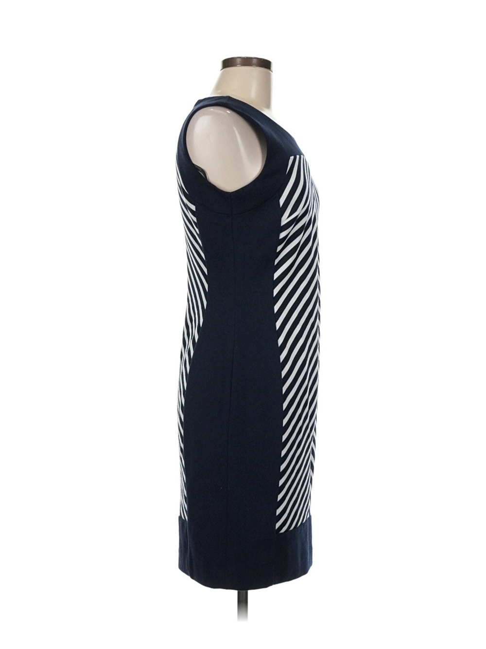 Calvin Klein Sleeveless Navy and White Stripe Sheath Dress